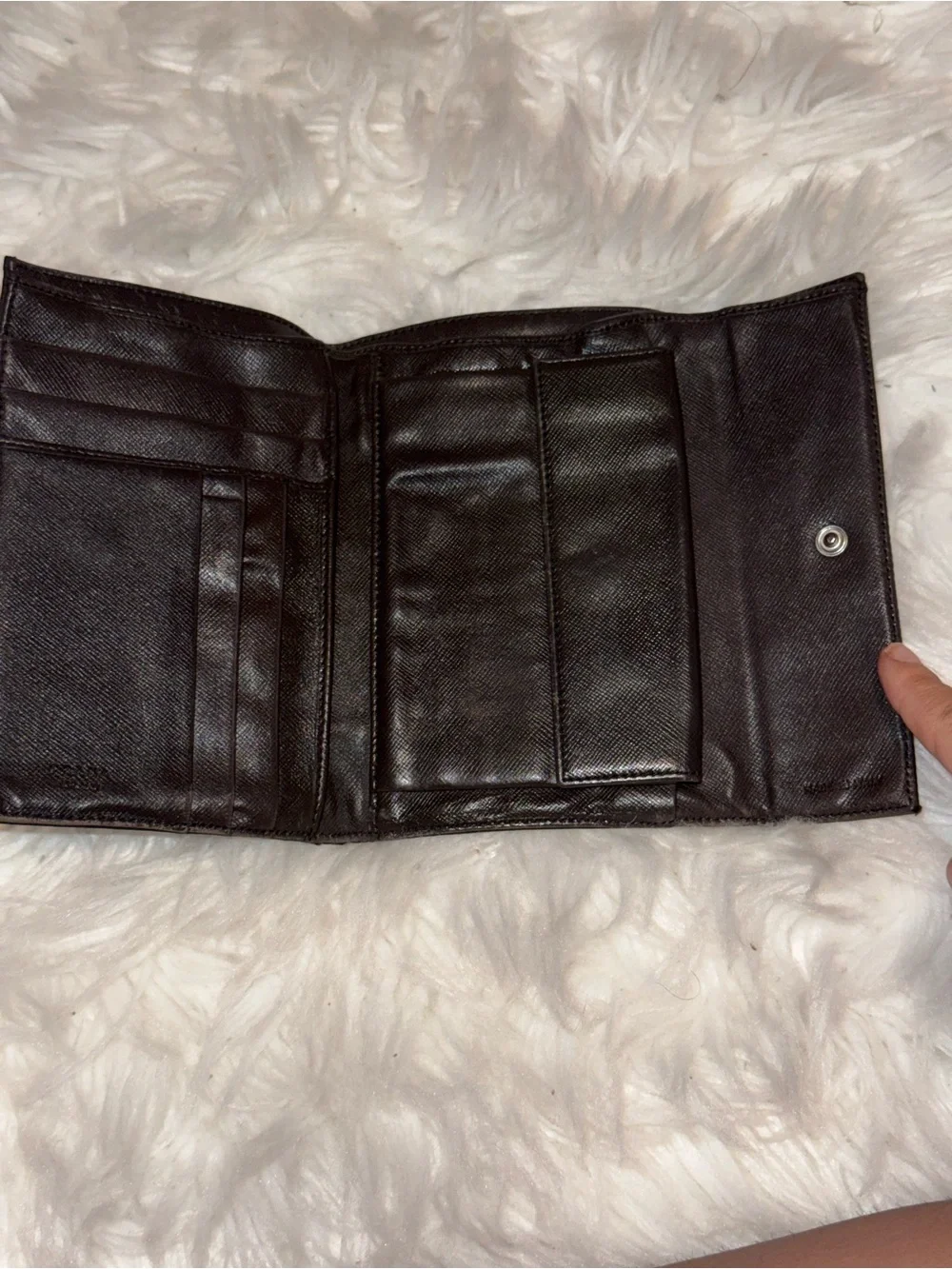 VINTAGE PRADA BROWN TESSUTO NYLON TRIFOLD WALLET
